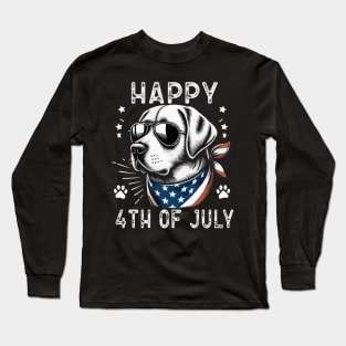 Happy 4th of July Patriotic American Flag Labrador Retriever Long Sleeve T-Shirt